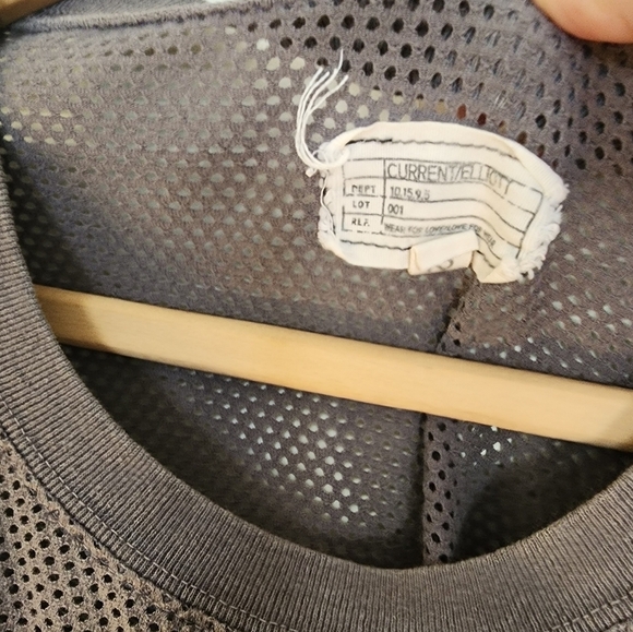 Current Elliott shrunken jogger top size 2 taupe long sleeve mesh cotton - Picture 3 of 9